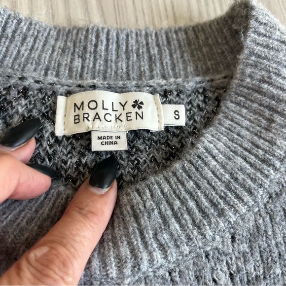 EUC ! Molly Bracken Polka Dot Pattern Sweater Gray Size Small - Picture 3 of 7